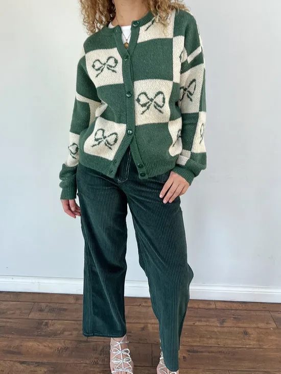 Sweaters Lauda Cardi Emerald Bow Check Lisa Says Gah Women