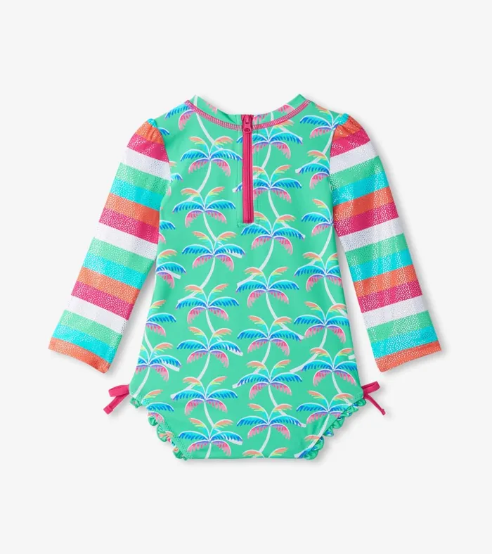Swimwear Baby and Toddler Hatley Baby Girls Rainbow Palm Rashguard Swimsuit