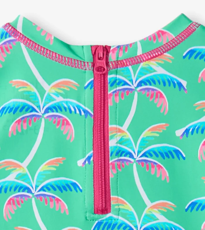 Swimwear Baby and Toddler Hatley Baby Girls Rainbow Palm Rashguard Swimsuit