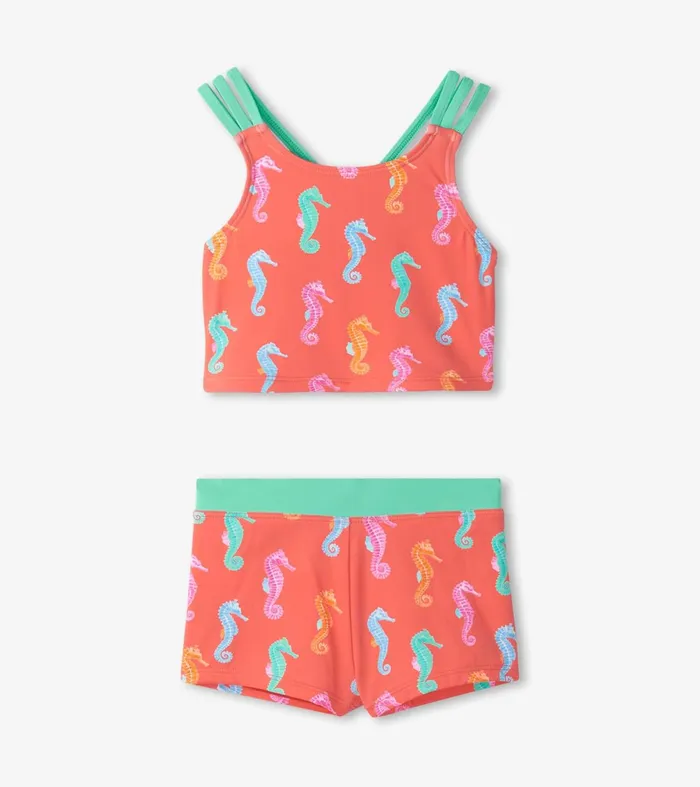 Swimwear Girls Hatley Girls Painted Seahorse TwoPiece Crop Top Bikini Set