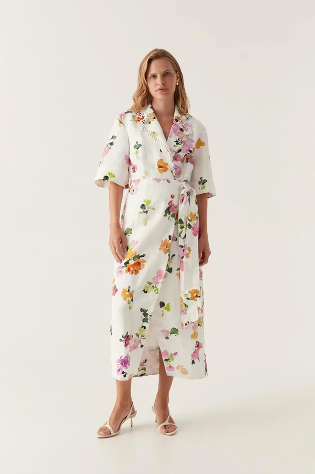 Tabitha Wrap Front Midi Dress Scattered Floral Women Aje Wedding Guest Dresses