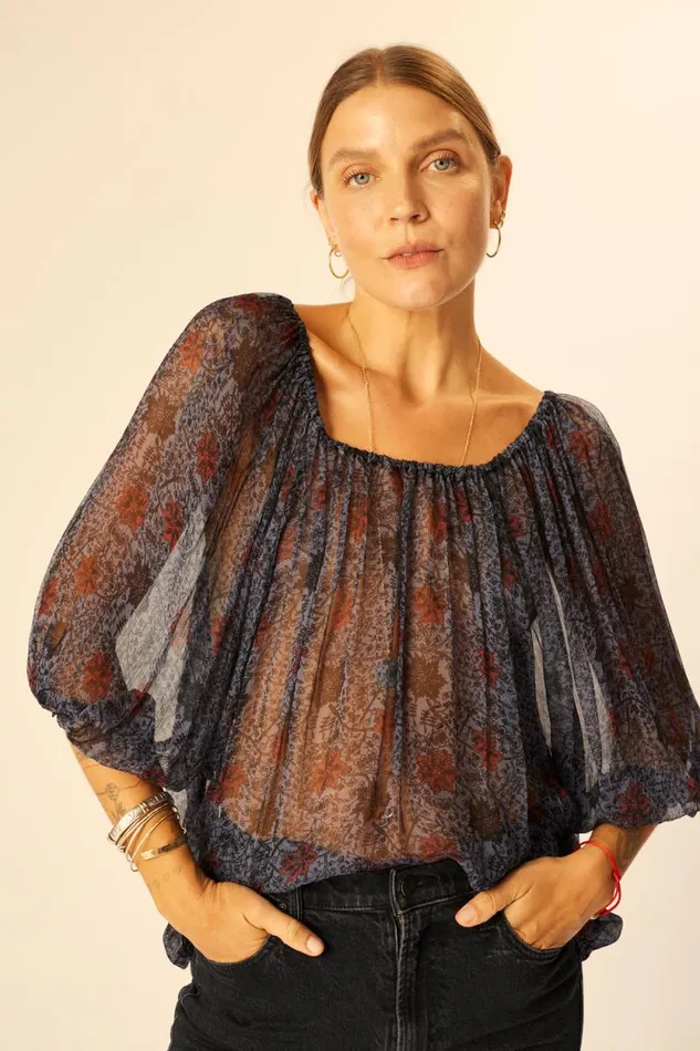 Tops Shop Natalie Martin ELLA TOP Snowflake Steel Blue