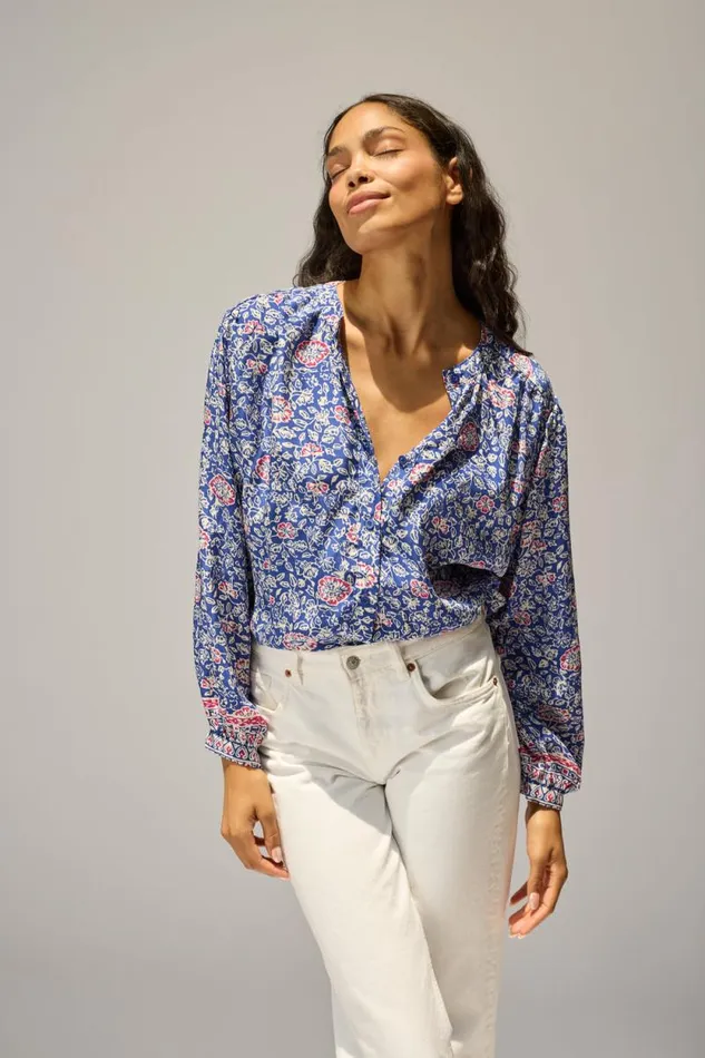 Tops Shop Natalie Martin TOLAN SHIRT Floral Pelicano Blue