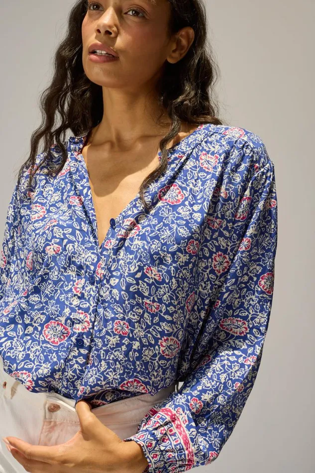 Tops Shop Natalie Martin TOLAN SHIRT Floral Pelicano Blue