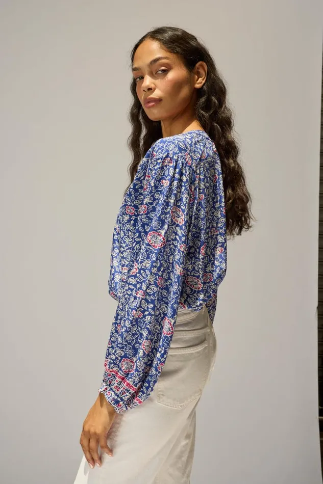 Tops Shop Natalie Martin TOLAN SHIRT Floral Pelicano Blue
