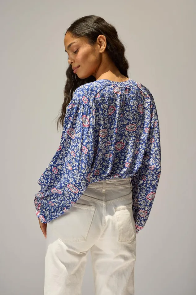 Tops Shop Natalie Martin TOLAN SHIRT Floral Pelicano Blue