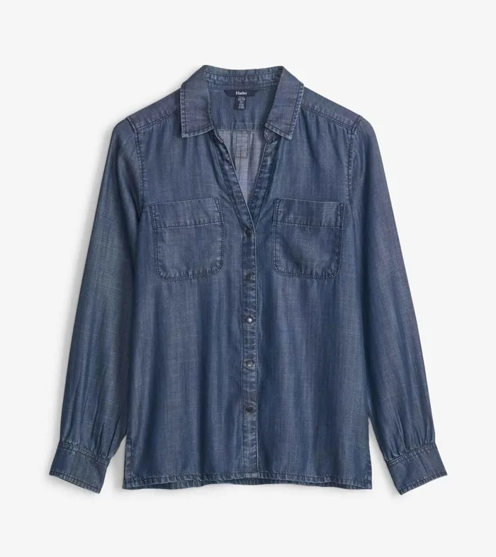 Tops Women Hatley Utility Buttondown 8211 Maritime Denim Wash