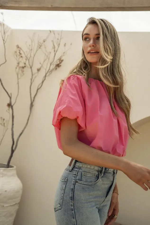 Tori Crop Top In Pink Pink Women Bohme Tops