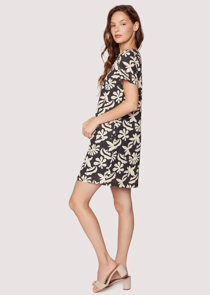 Tropic Flair Mini Shift Dress Blackcream Women Lost Wander Dresses