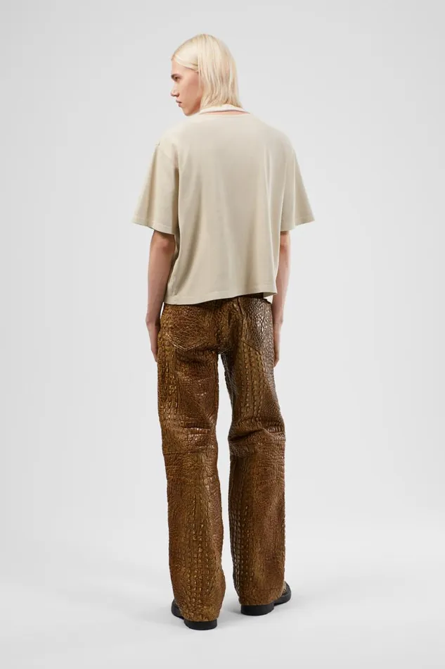 TrousersandShorts Women Camper Leather Pants Brown Leather Trousers