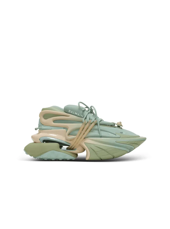 Unicorn Trainers In Neoprene And Calfskin Green Women Balmain Sneakers