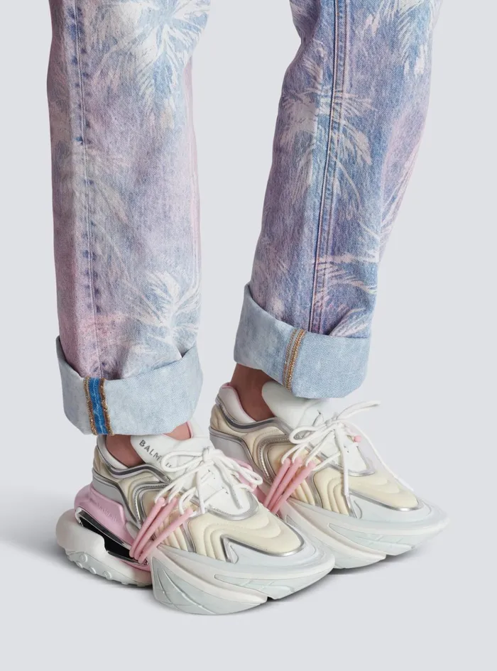 Unicorn Wave Sneakers In Neoprene And Calfskin White Women Balmain Sneakers