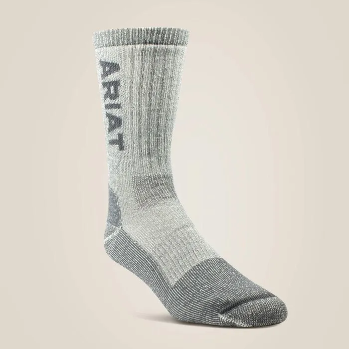 Unisex Socks Ariat Midweight Merino Wool Blend Steel Toe Work Sock Grey