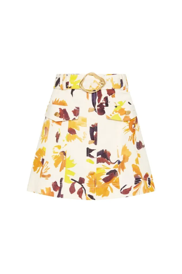 Valerie Utility Mini Skirt Pressed Sunflowers Women Aje Skirts