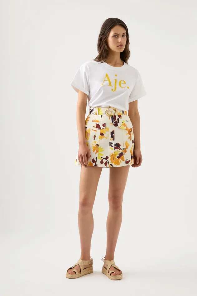 Valerie Utility Mini Skirt Pressed Sunflowers Women Aje Skirts