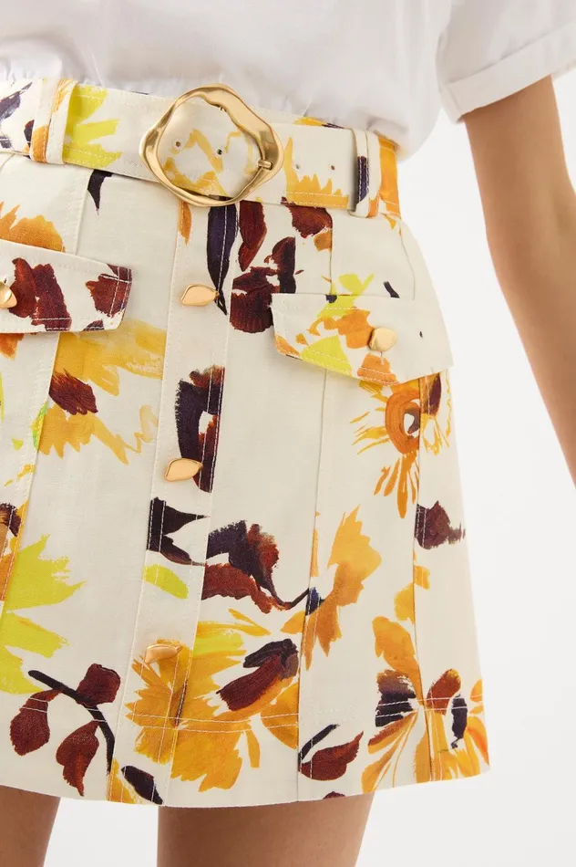 Valerie Utility Mini Skirt Pressed Sunflowers Women Aje Skirts