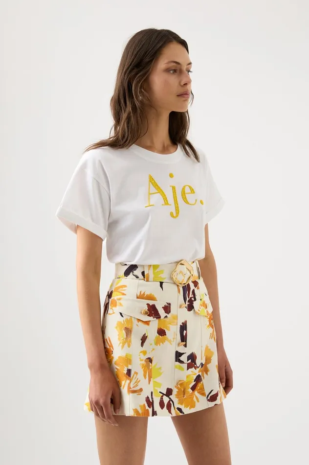 Valerie Utility Mini Skirt Pressed Sunflowers Women Aje Skirts
