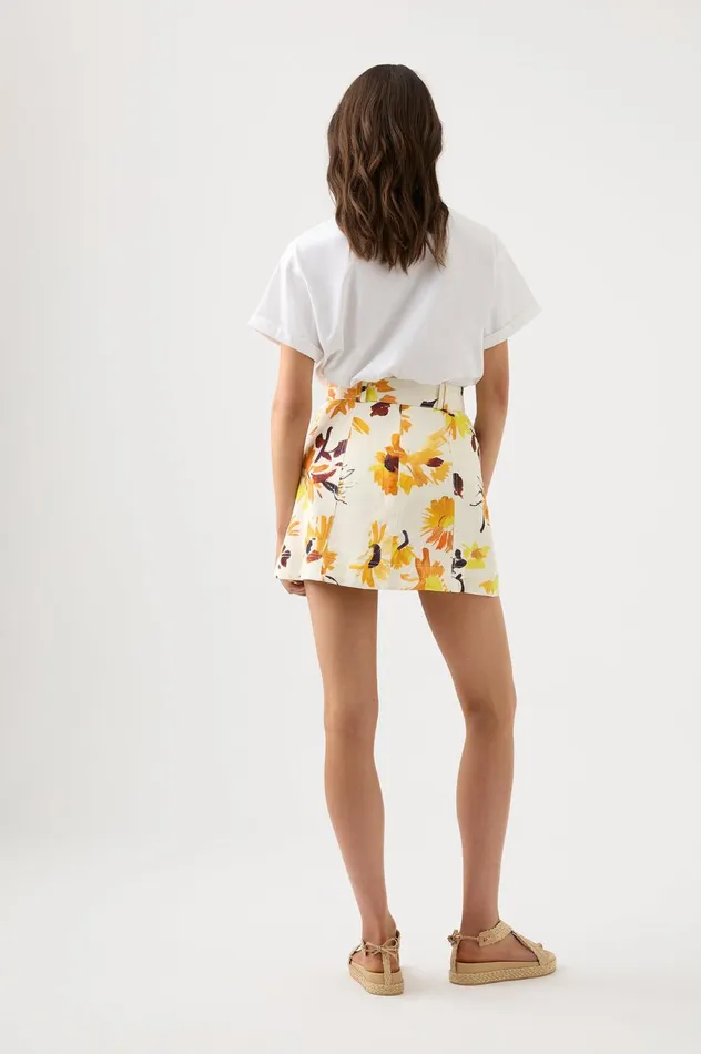 Valerie Utility Mini Skirt Pressed Sunflowers Women Aje Skirts