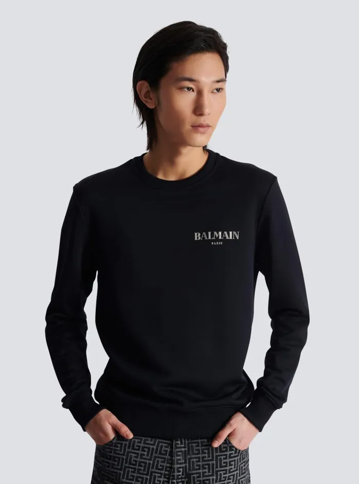 Vintage Sweatshirt Black Men Balmain Sweatshirts