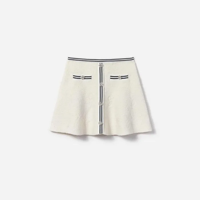 White Jacquard Knit Skirt Kids Self Portrait Knitwear