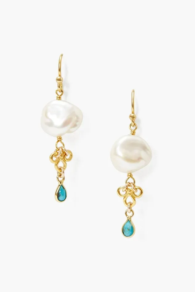 White Pearl And Turquoise Loop Earrings Women Chan Luu Earrings