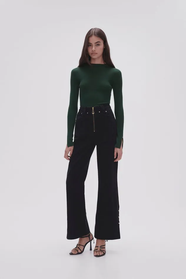 Willa Wide Leg Jeans Black Women Aje Pants
