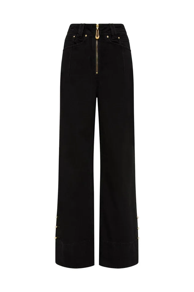 Willa Wide Leg Jeans Black Women Aje Pants