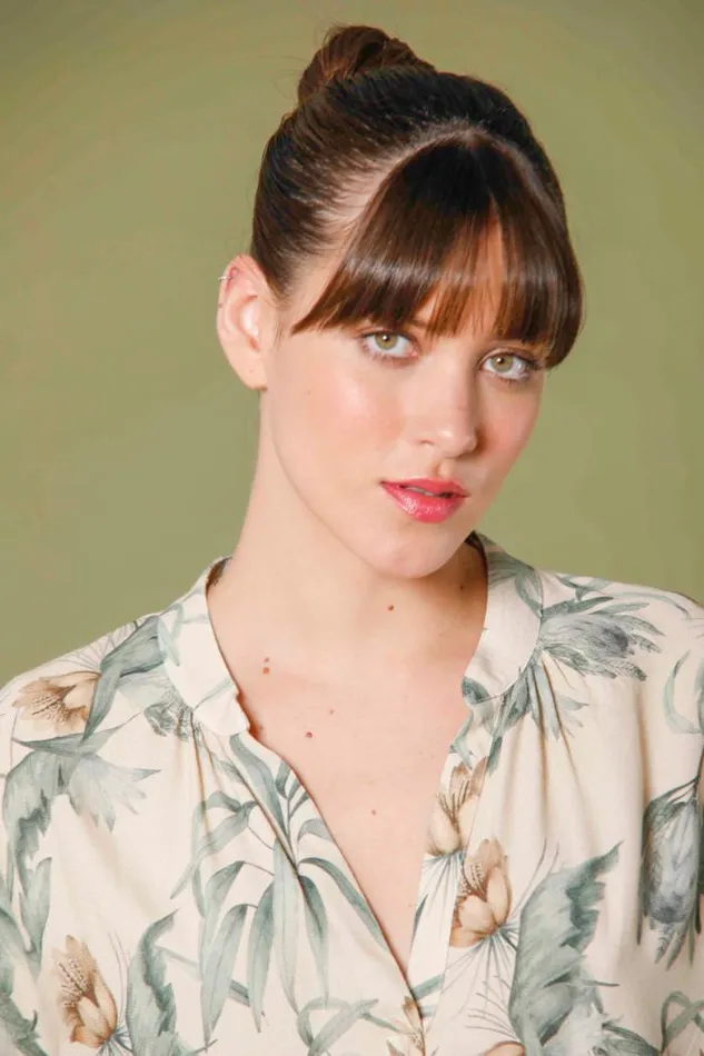 Woman Adele MM Short Sleeve Shirt In Popeline With Flower Pattern Mason039s Shirts