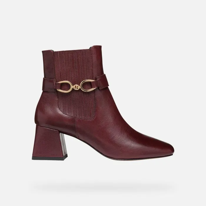Woman Geox Ankle Boots CORONILLA WOMAN Wine Medium Heel Ankle Boots Wine