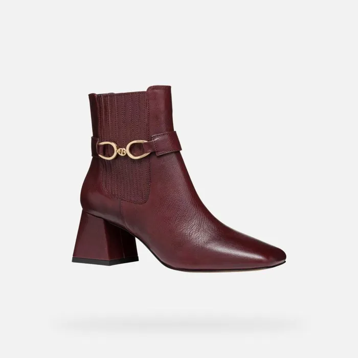 Woman Geox Ankle Boots CORONILLA WOMAN Wine Medium Heel Ankle Boots Wine