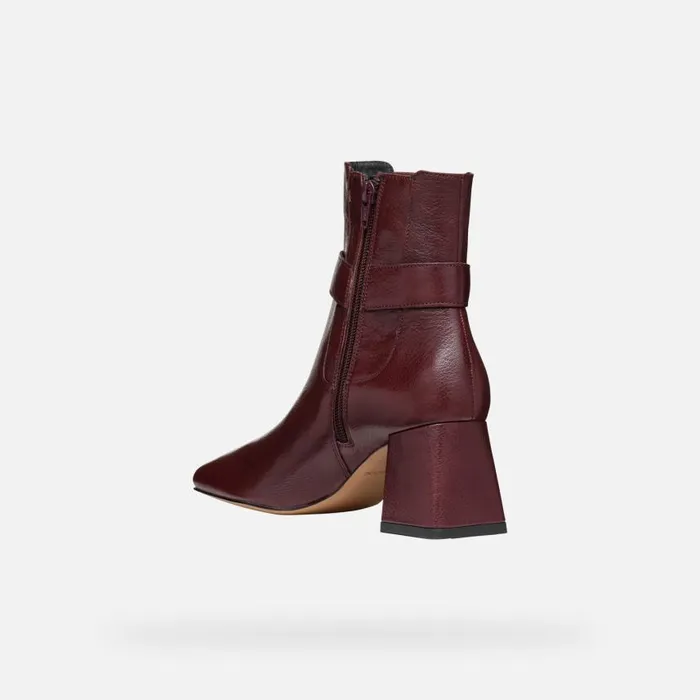Woman Geox Ankle Boots CORONILLA WOMAN Wine Medium Heel Ankle Boots Wine