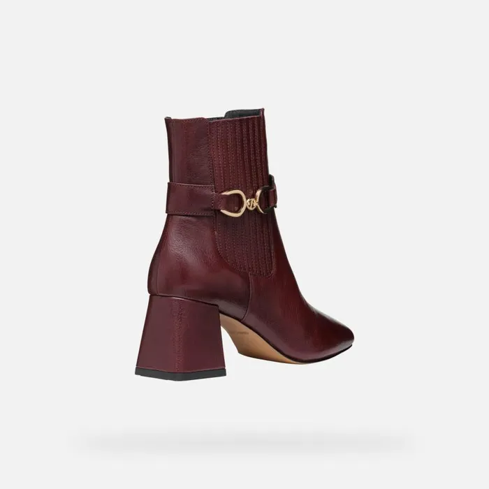 Woman Geox Ankle Boots CORONILLA WOMAN Wine Medium Heel Ankle Boots Wine