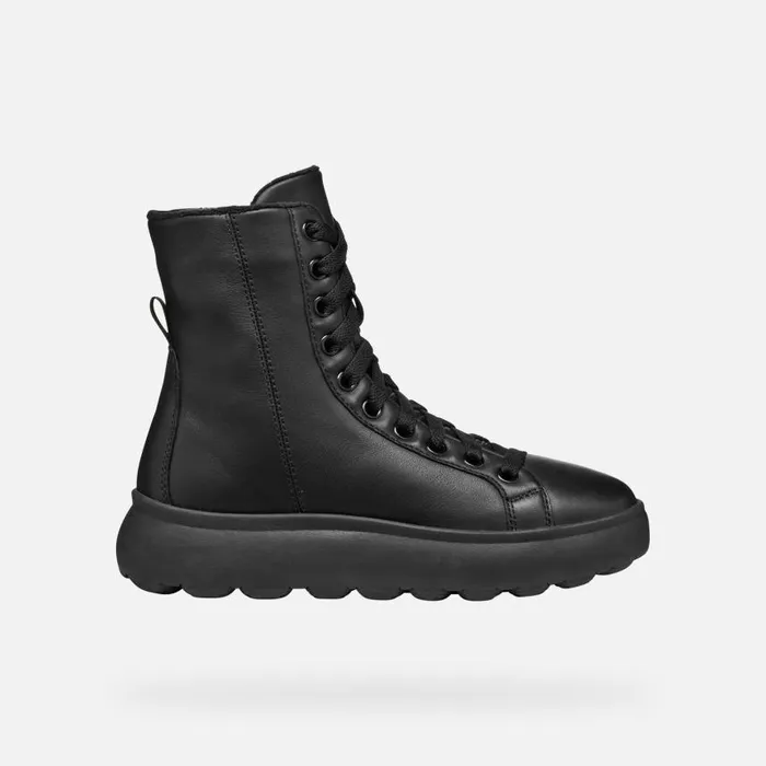 Woman Geox Ankle Boots SPHERICA EC41 WOMAN Black Ankle Boots With Laces Black