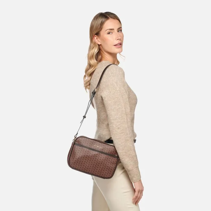 Woman Geox Bags CELESTYE WOMAN Dark Brown Crossbody Bag Dark Brown