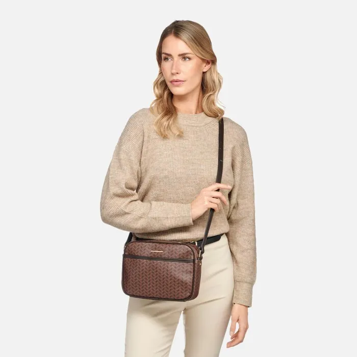 Woman Geox Bags CELESTYE WOMAN Dark Brown Crossbody Bag Dark Brown