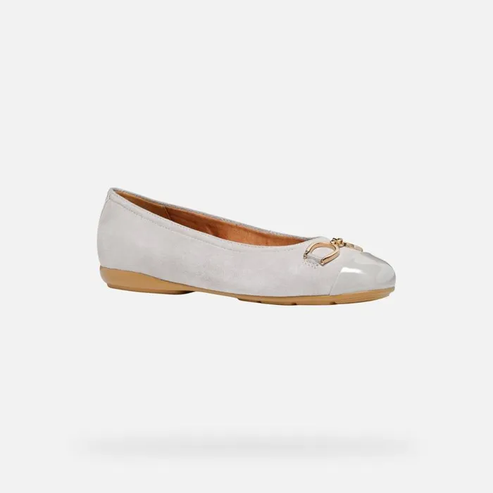 Woman Geox Ballerinas ANNYTAH WOMAN RockLight Grey Leather Ballerina Flats Rocklight Grey