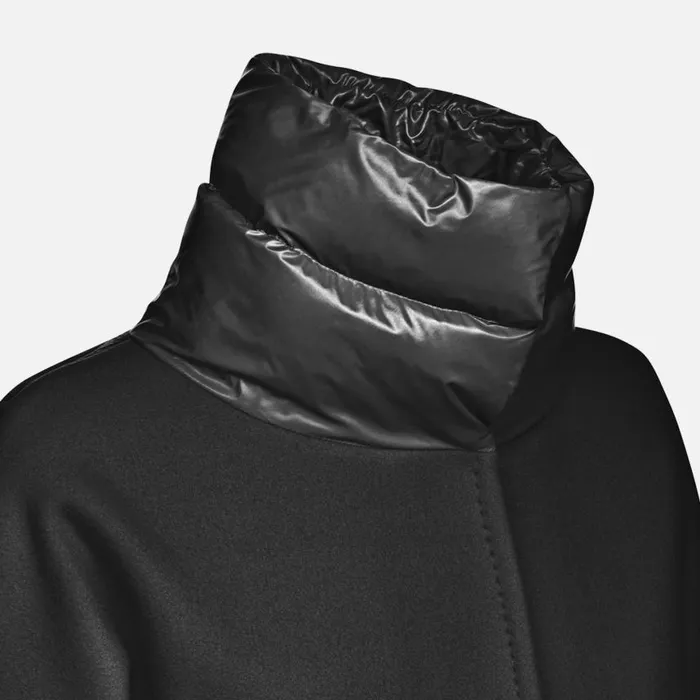 Woman Geox Coats DIAMANTA WOMAN Black Long Coat Black