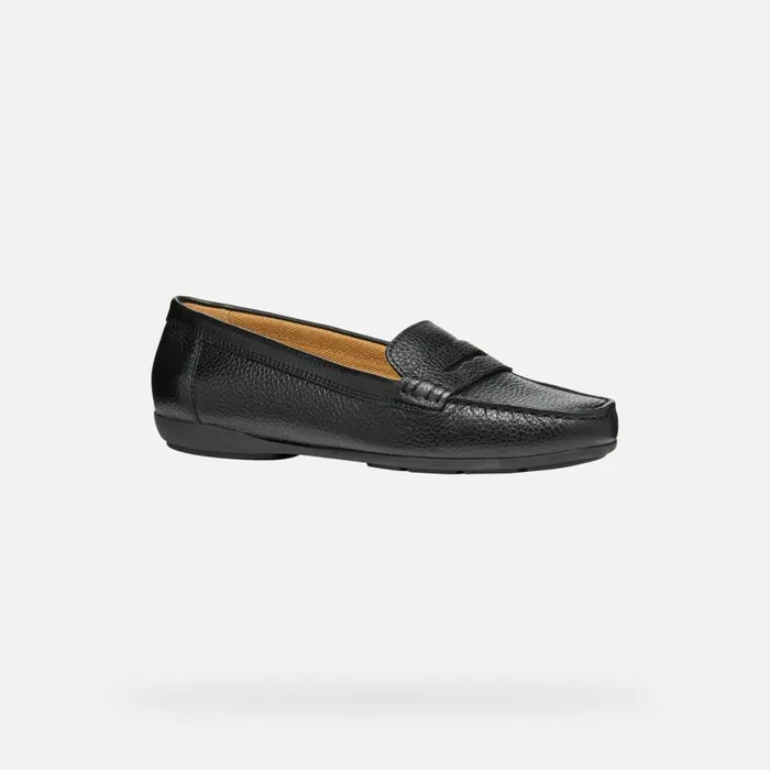 Woman Geox Loafers ANNYTAH MOC WOMAN Black Leather Loafers Black