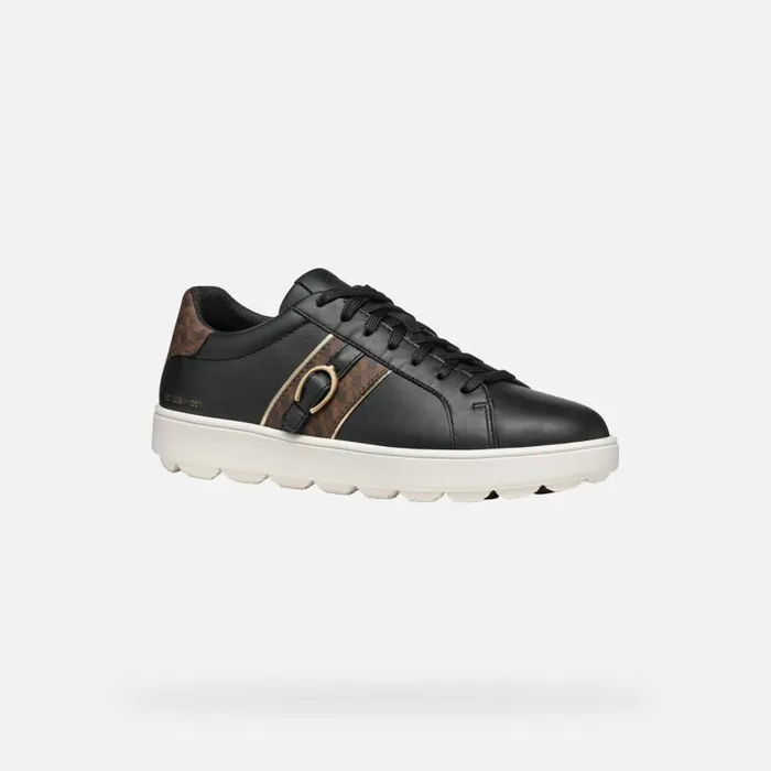 Woman Geox Sneakers SPHERICA ECUB1 WOMAN BlackDark Brown Low Top Sneakers Blackdark Brown
