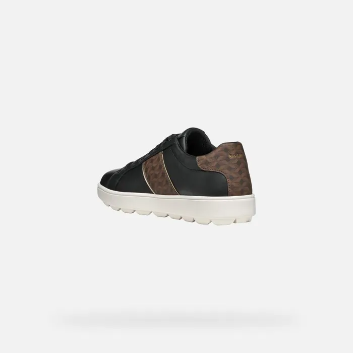 Woman Geox Sneakers SPHERICA ECUB1 WOMAN BlackDark Brown Low Top Sneakers Blackdark Brown