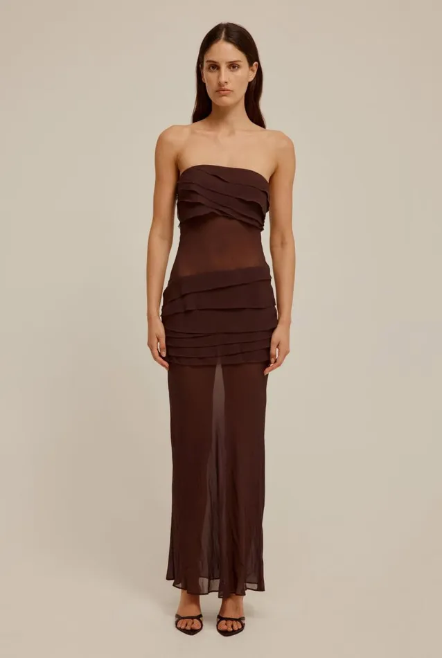 Woman Venroy Dresses Sheer Panelled Strapless Dress