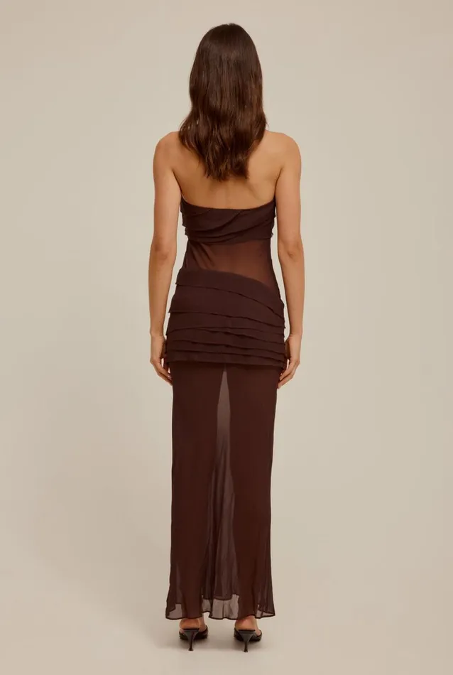 Woman Venroy Dresses Sheer Panelled Strapless Dress