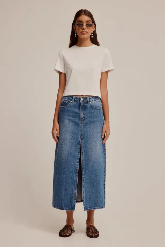 Woman Venroy Skirts Denim Midi Skirt