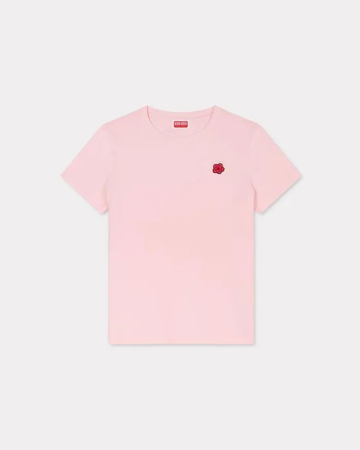 Women 039Boke Flower039 Embroidered Tshirt In Cotton Faded Pink Kenzo Tshirts And Polos
