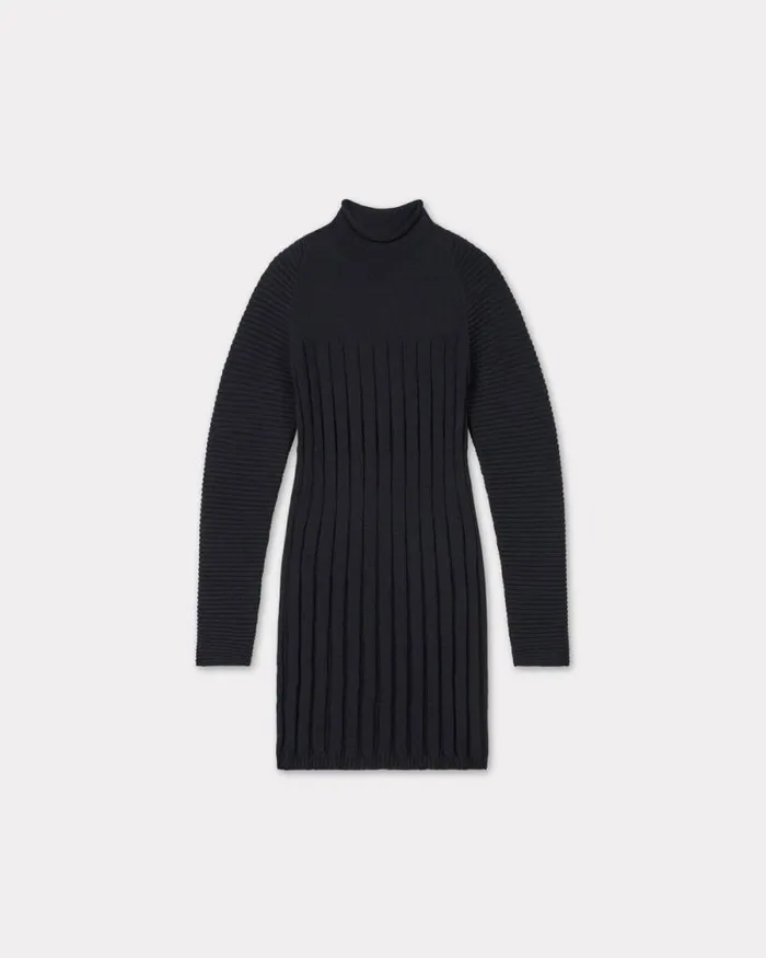 Women 039KENZO 3D039 Embroidered Mini Dress Black Kenzo Dresses And Skirts