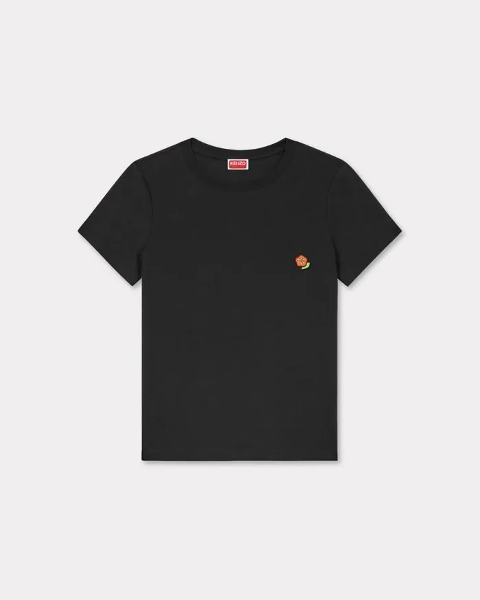 Women 039KENZO Pop039 Embroidered Cotton Tshirt Black Kenzo Tshirts And Polos