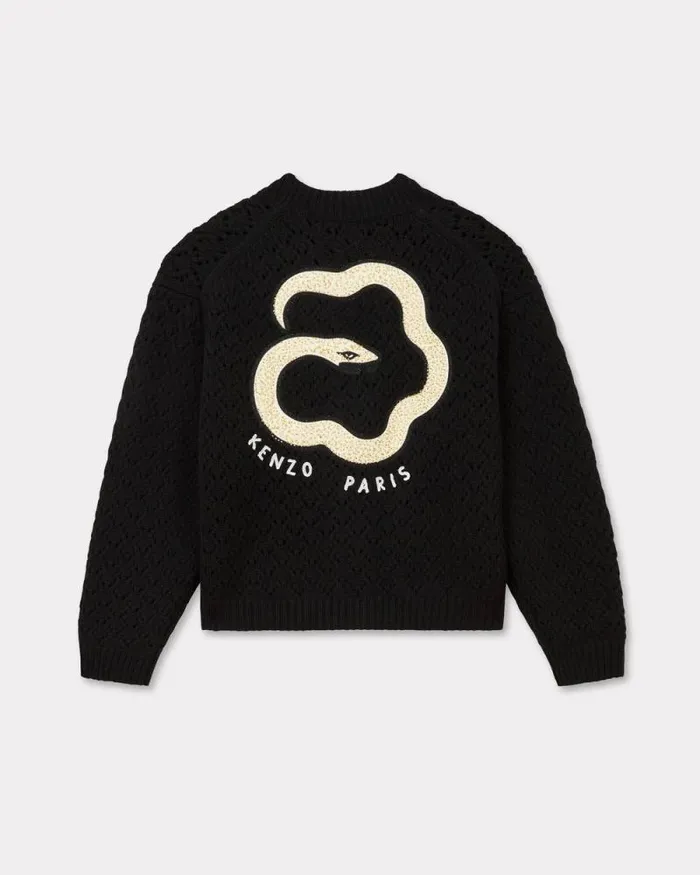 Women 039Lunar New Year039 Embroidered Wool Cardigan Black Kenzo Sweaters And Cardigans