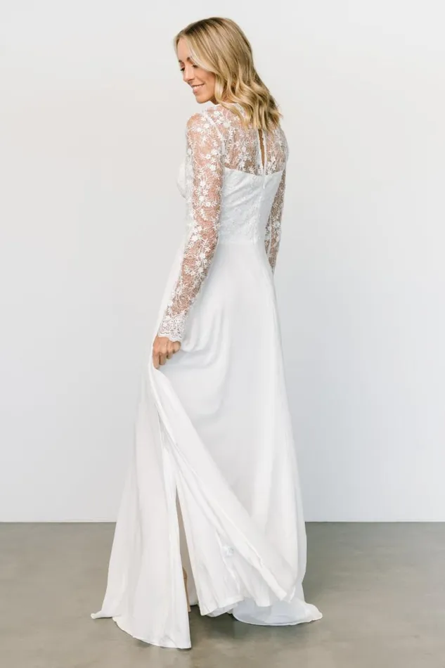 Women Adalaide Long Sleeve Maxi Dress Off White Baltic Born Embellished and Sequined Women Adalaide Long Sleeve Maxi Dress Off White Baltic Born Embellished and Sequined