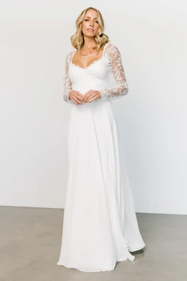 Women Adalaide Long Sleeve Maxi Dress Off White Baltic Born Embellished and Sequined Women Adalaide Long Sleeve Maxi Dress Off White Baltic Born Embellished and Sequined