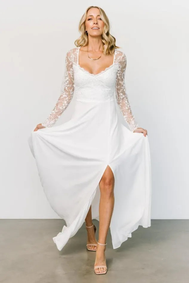 Women Adalaide Long Sleeve Maxi Dress Off White Baltic Born Embellished and Sequined Women Adalaide Long Sleeve Maxi Dress Off White Baltic Born Embellished and Sequined